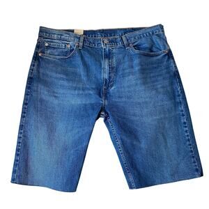 Levi's 505 Denim Shorts Men Size 40 Blue Bermuda Cut Off Raw Hem NWT - IRREGULAR